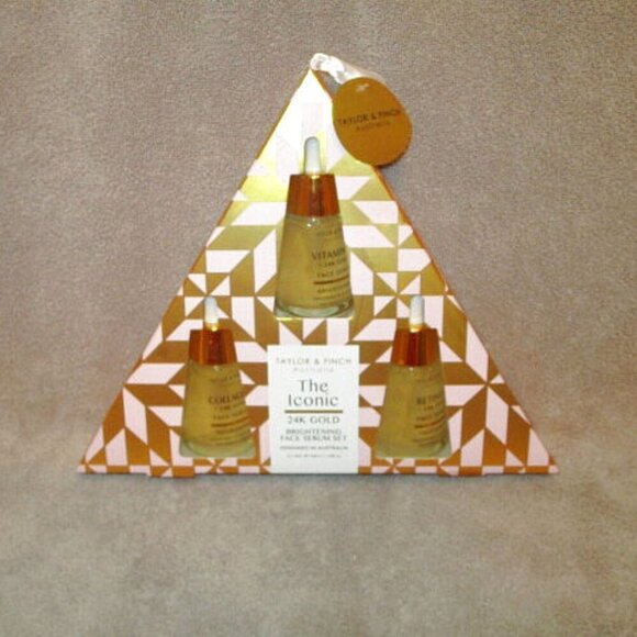 Taylor & Finch Iconic Brightening Face Serum Set 24K Gold Collagen Retinol NEW - Picture 1 of 7